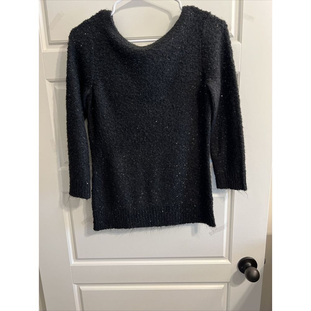 NWT Preston & York Cardigan Sweater Women Sz‎ SMALL Black With Sequins